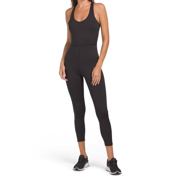 Black Activewear Jumpsuit One Piece Capri Leggings Yoga Athleisure Small - Picture 1 of 7
